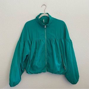 FREE PEOPLE Women's Medium Teal Windbreaker Nylon Jacket